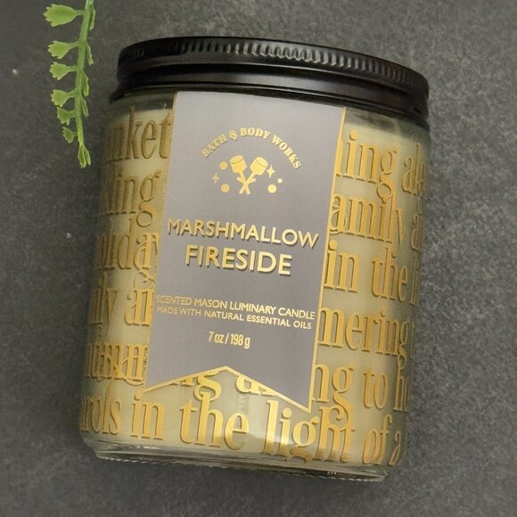 BBW Marshmallow Fireside Bath & Body Works Mason Jar Single Wick Candle - Picture 5 of 10